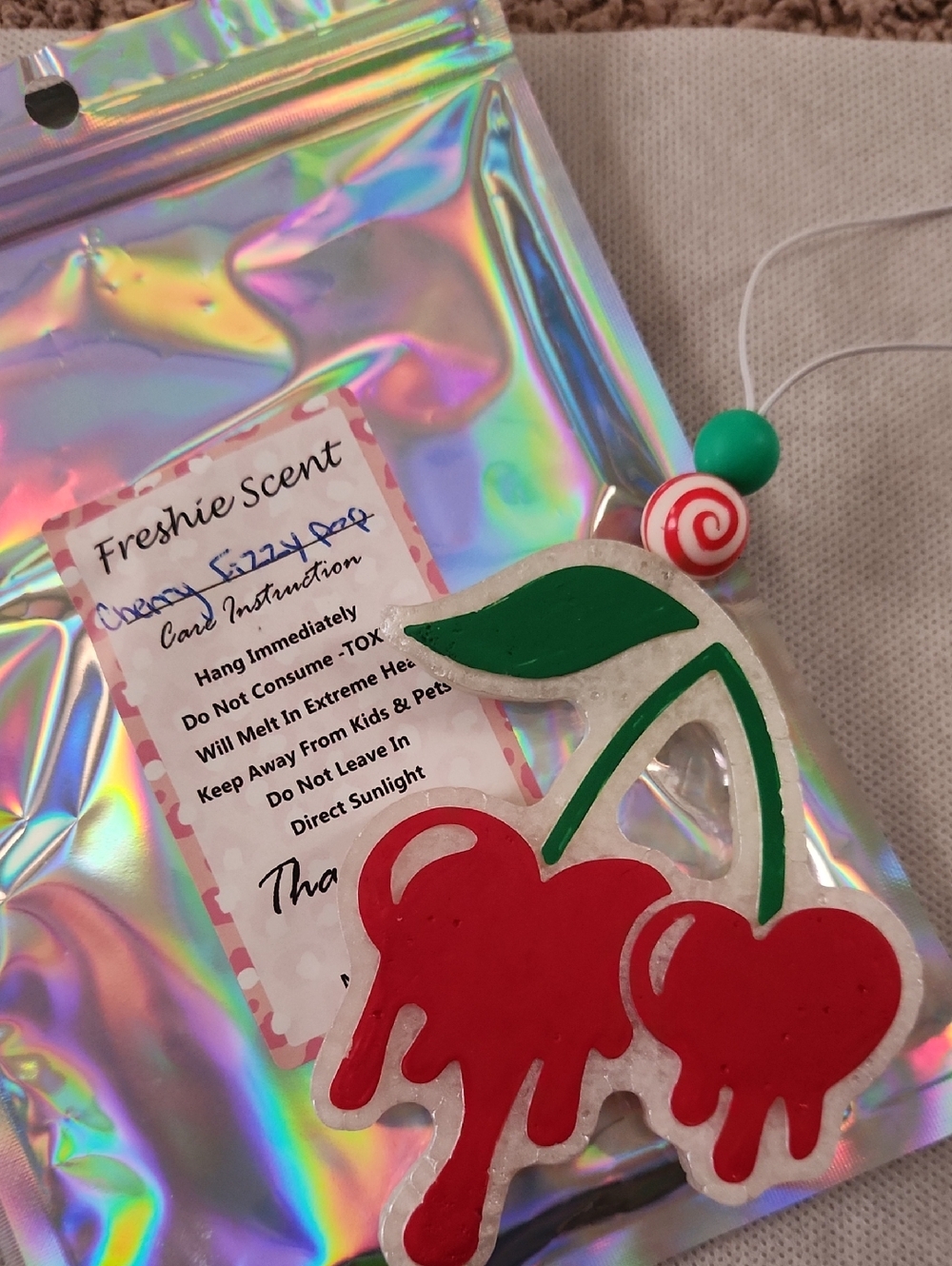Cherry Drip Air Freshener - Red & Green